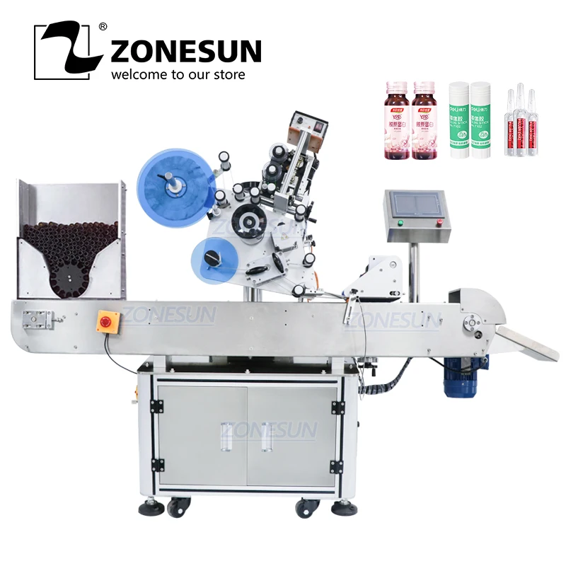 

ZONESUN XL-T823 Automatic Round Medicine Bottle Pen Vial Smoke Oil Cigarette Bottle Adhesive Sticker Packing Labeling Machine