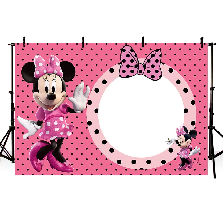 photography Backdrop Pink Bow Minnie Newborn Children Birthday Girls Baby Shower Custom Photo Studio Background Vinyl