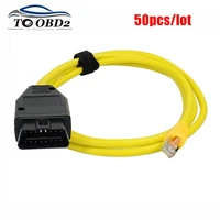 50pcs ethernet to obd rj45 interface cable 16pin high performance icom coding f series for bmw enet fault codes diagnostic