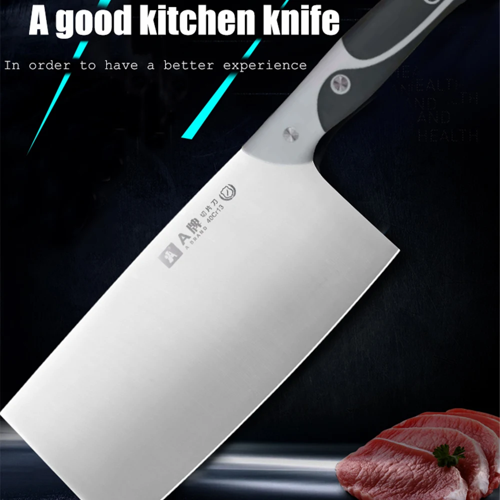 

7Inch Chinese Cleaver Handmade Chef Knife 40CR13 Stainless Steel Sharp Blade Comfortable Handle Chop Bone Meat Vege Slicer
