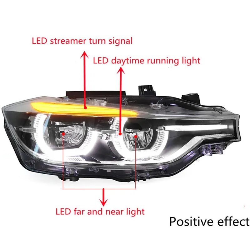 

Car Styling for BMW F30 F35 2013-2015 Headlights 316i 320i 328 335 LED Angel Eyes Double lens Headlight Automotive Accessories