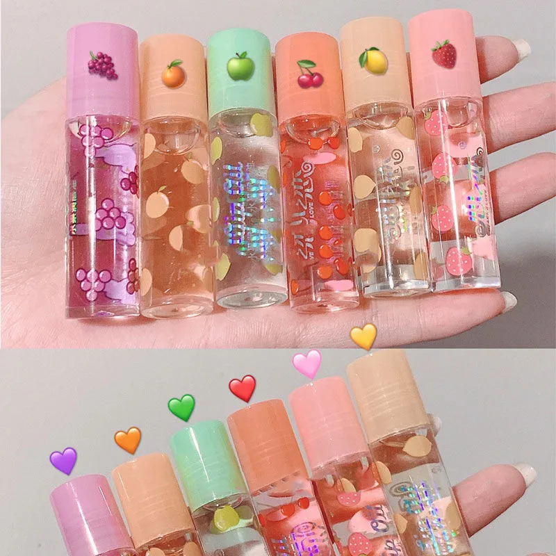 

6 Colors Roll-on Fruit Oil Lip Balm Lip Oil Moisturizing Mirror Transparent Lip Oil Long lasting Hydrating Lip gloss Cosmetics