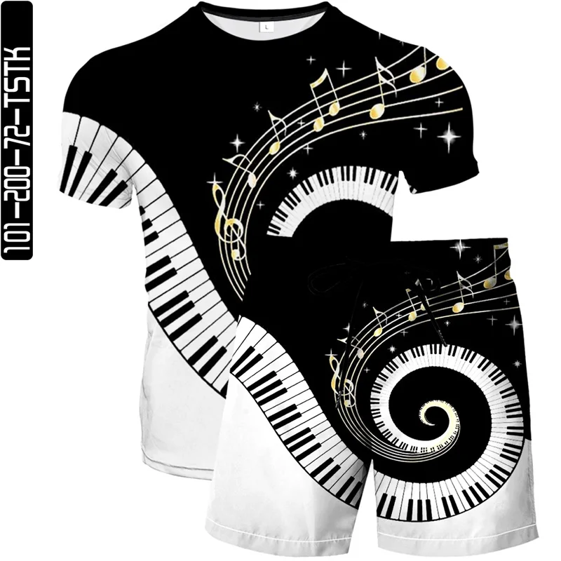 

Fashion suit men short-sleeved T-shirt + shorts 2-piece set of casual large size 3D men's clothing