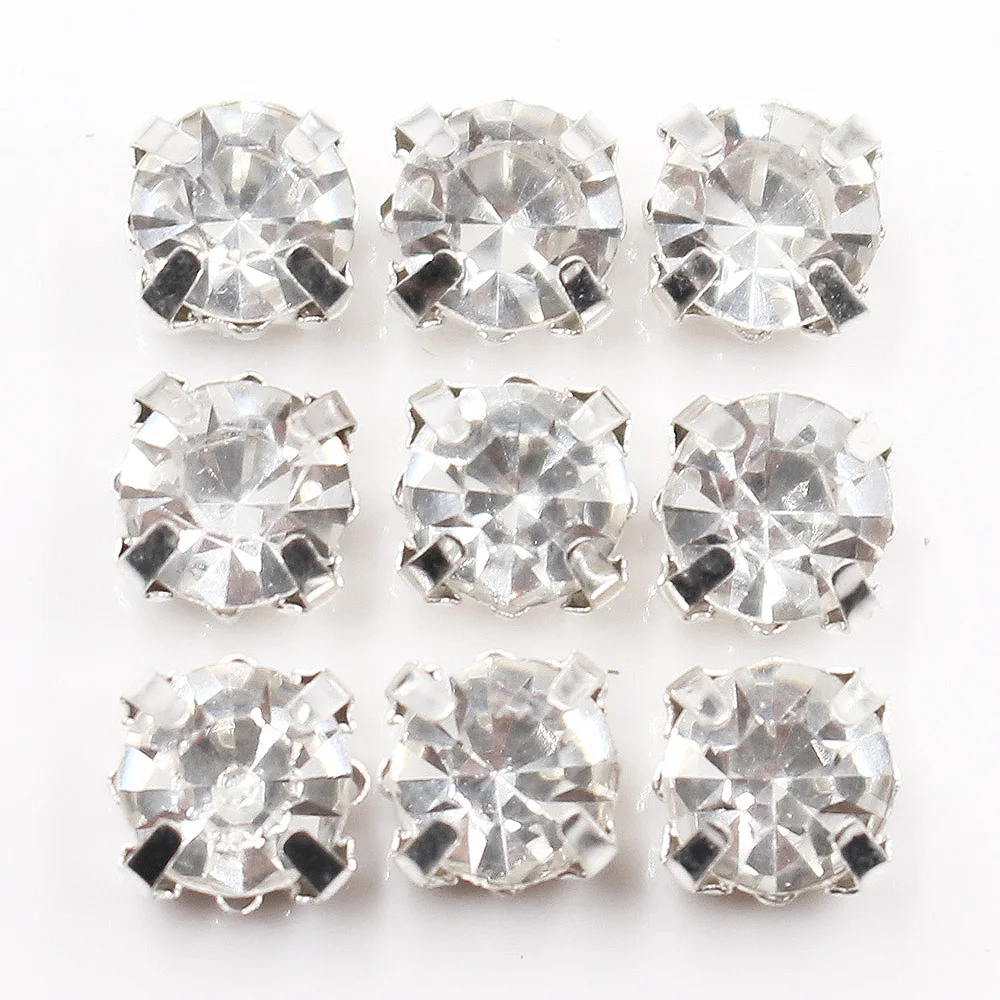 crystal silver Продвижение 5,0 мм Ss20 кристаллы коготь стразы прозрачные камни и Кристалл страз серебряный коготь пришивные стразы для одежды - Цвет: crystal silver
