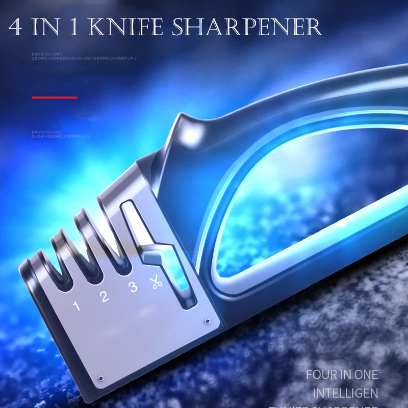 New Knife Sharpener 4 in 1 Diamond Coated Fine Rod Shears and Scissors Sharpening stone System Stainless Steel Blades | Дом и сад