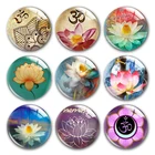 Lotus Yoga круглые фото стеклянные кабошоны с плоской задней стенкой, OM кабошоны DIY букле d'oreille naszyjnik кольца для изготовления ювелирных изделий.