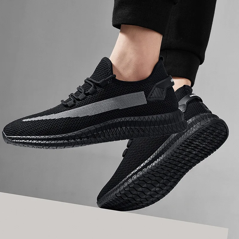 Мужские кроссовки 2019 летняя дышащая сетчатая обувь мужская однотонная