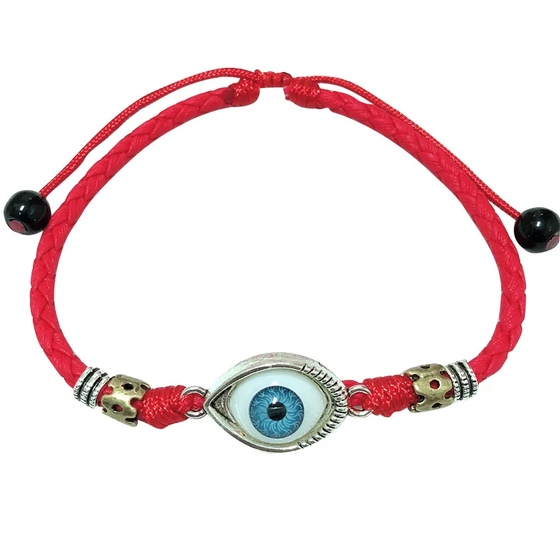 AAK003 Fashion Lucky Turkish Blue Evil Eye Foot Jewelry for Men Barefoot Sandal Anklet Handmade Leather Black/Red Rope Chain | Украшения и