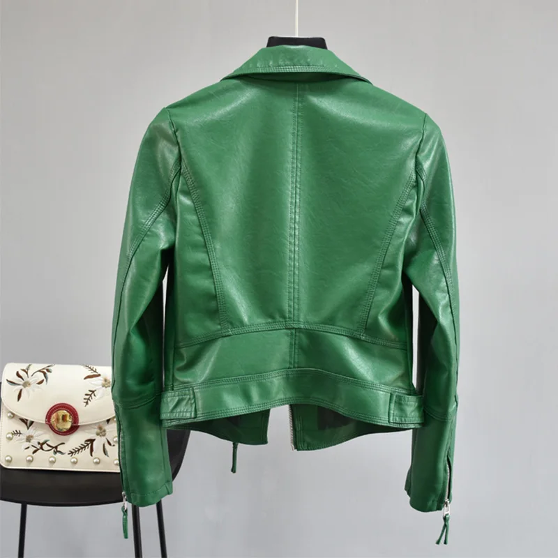 

New winter rivet suit collar waist brief paragraph true leather coat