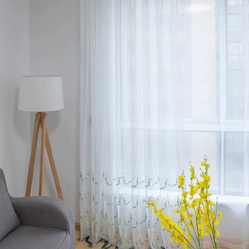 Китайские тюлевые занавески с геометрическим рисунком серая прозрачная ткань