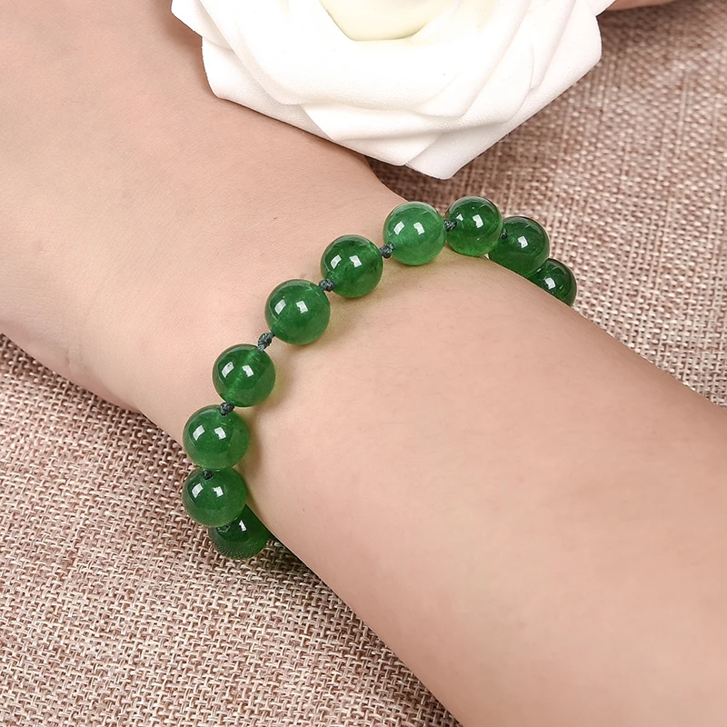 Ожерелье женское из натурального зеленого халцедона модное колье нефрита с