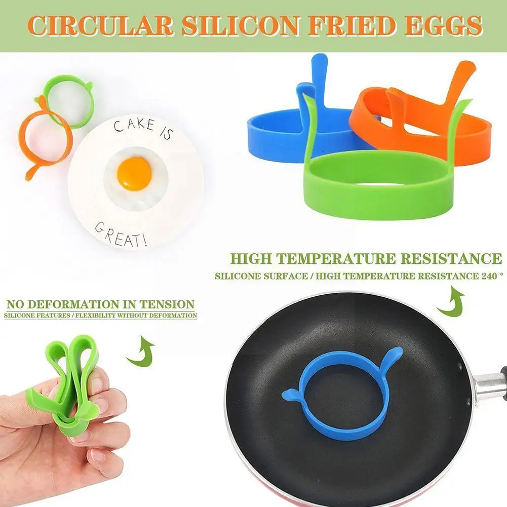 

Creative Round Silicone Breakfast Fried Egg Molds Poacher Pancake Kitchen Ring Frier Tool Round Omelette Accessiories Mould J4M4