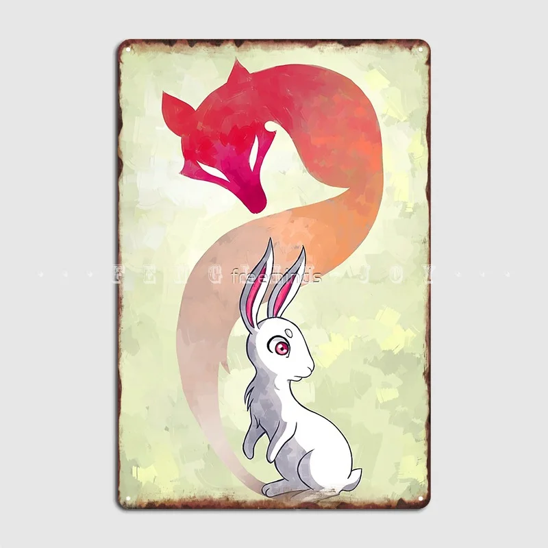 

Rabbit And A Fox Metal Plaque Poster Cinema Garage Pub Garage Customize Painting Décor Tin Sign Poster