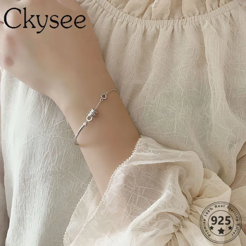 

Женский браслет Ckysee, корейский браслет из стерлингового серебра 925 пробы с бусинами, ювелирное изделие в подарок другу, серебро 925 пробы