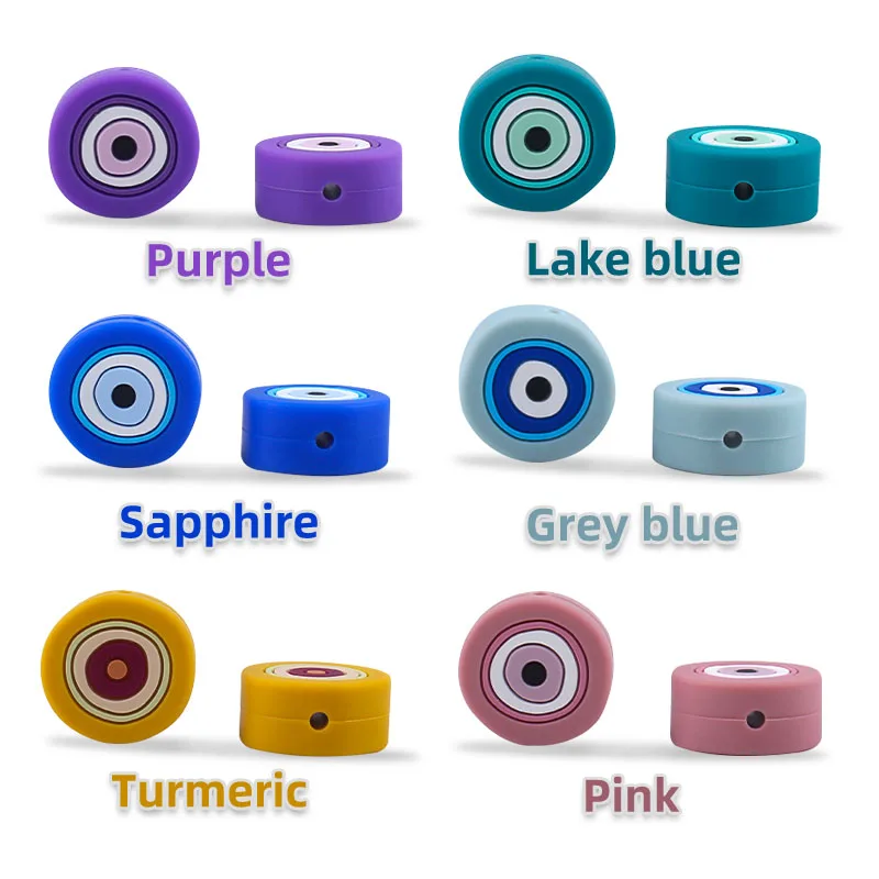 

3PCS Loose Spacer Mini Eye Teething Beads for DIY Nursing Pacifier Holder Teething Leash Strap Chain