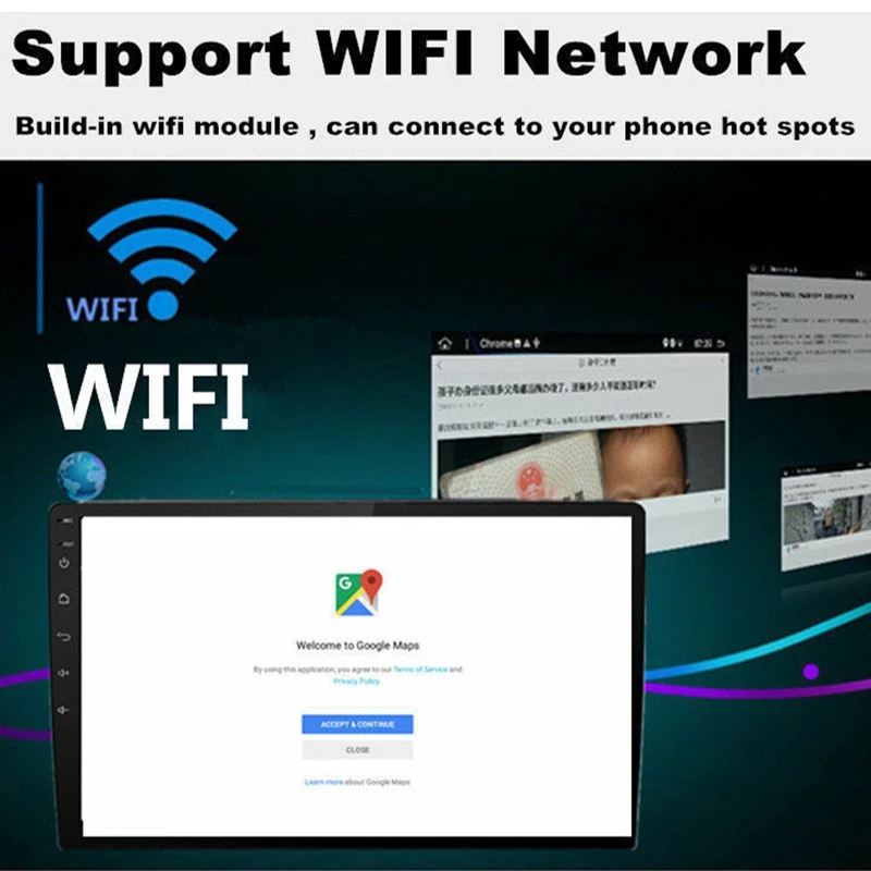 

10.1 inch Android 8.1 Quad Core 2 Din Car Stereo Radio GPS Wifi Press MP5 Player 16G