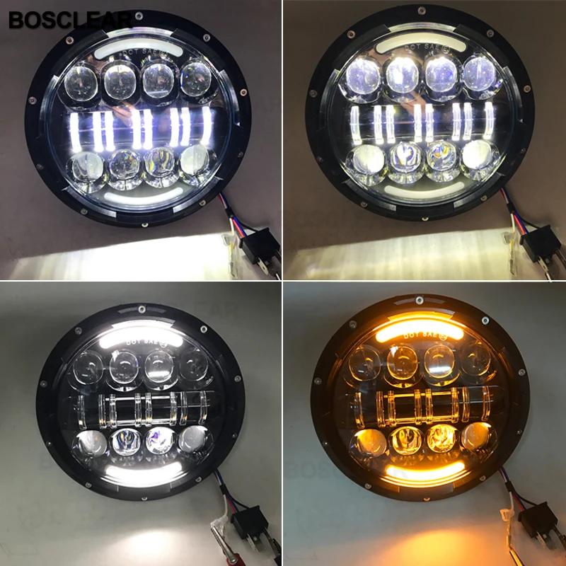 7inch Round Led Headlight Low Beam Light with DRL Headlamp For Jeep Wrangler JK TJ Lada niva Off Road 4x4 suzuki samurai Hummer |