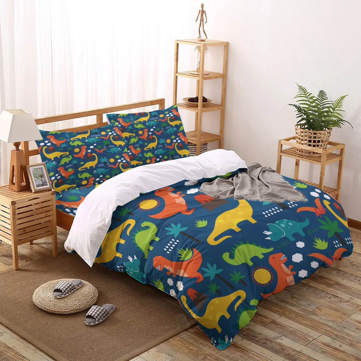 

Комплект постельного белья с разноцветными рисунками динозавров, модный дизайн, наволочка, Королевский размер, домашний текстиль