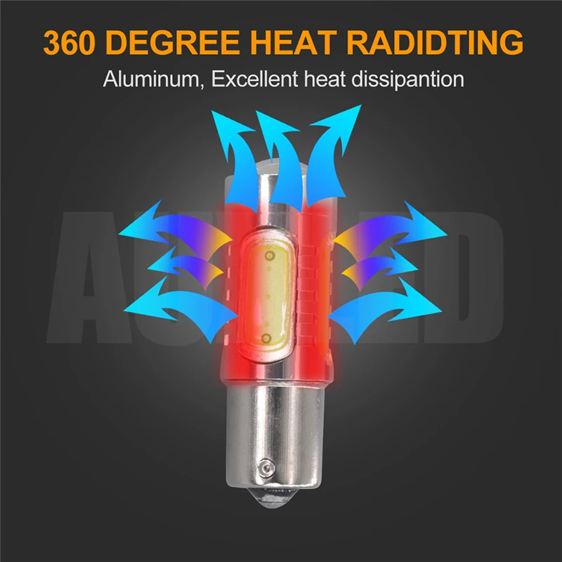 2PCS High Power 1156 BA15S COB LED Car Auto Turn Signal Lights Backup Reverse Bulb Fog Lamp 10-30V 7506 P21W 12498 Amber White - купить по