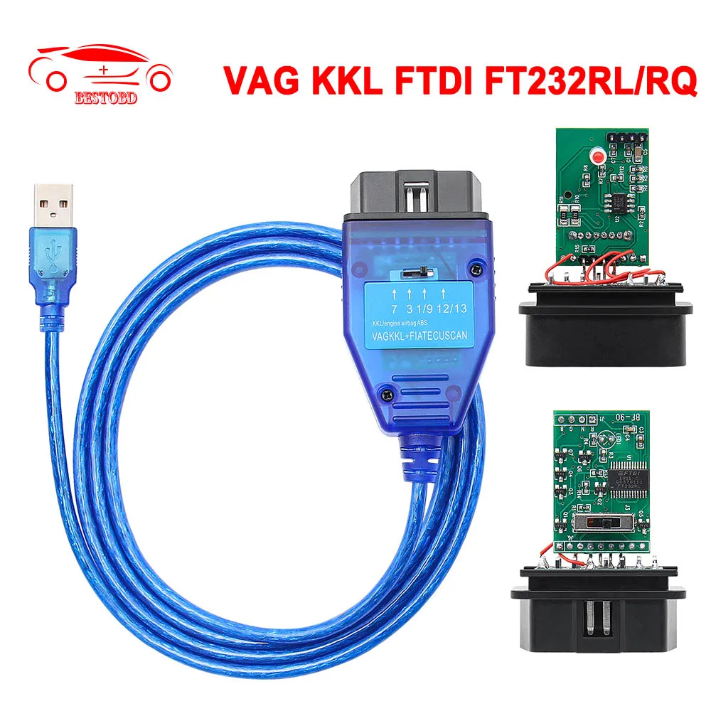 Диагностический кабель VAG COM 409 KKL FIATECUSCAN FTDI FT232RL/RQ OBD OBD2 для VW/Audi/Skoda