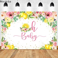 mocsicka oh baby photography background lemon flowers golden glitter decoration props newborn baby shower photo backdrop banner