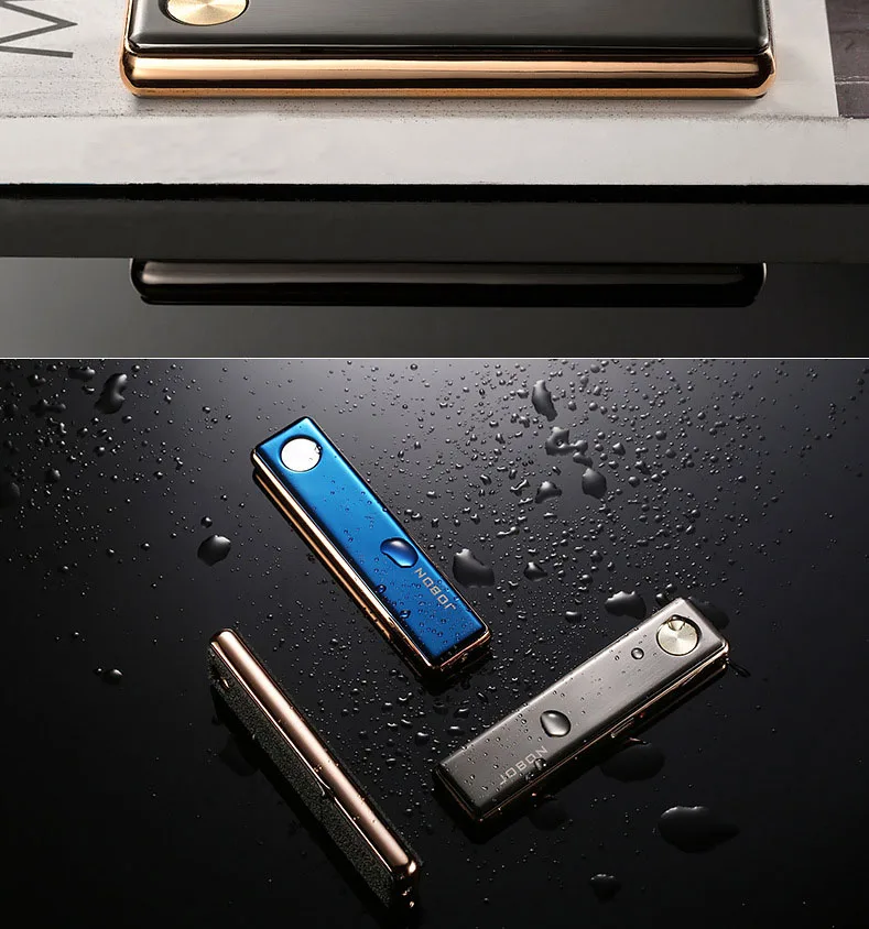 Jobon USB Зажигалка, ультра тонкая ветрозащитная металлическая зажигалка, Электронная зажигалка подарочная упаковка