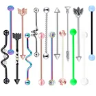 Промышленная Штанга из хирургической стали, 14 г, для женщин, мужчин, ювелирные изделия для пирсинга тела со спиралью серьги, Надеваемые На ушной хрящ, кольцо Oreja, 1 12 дюйма, 38 мм, 1 шт.