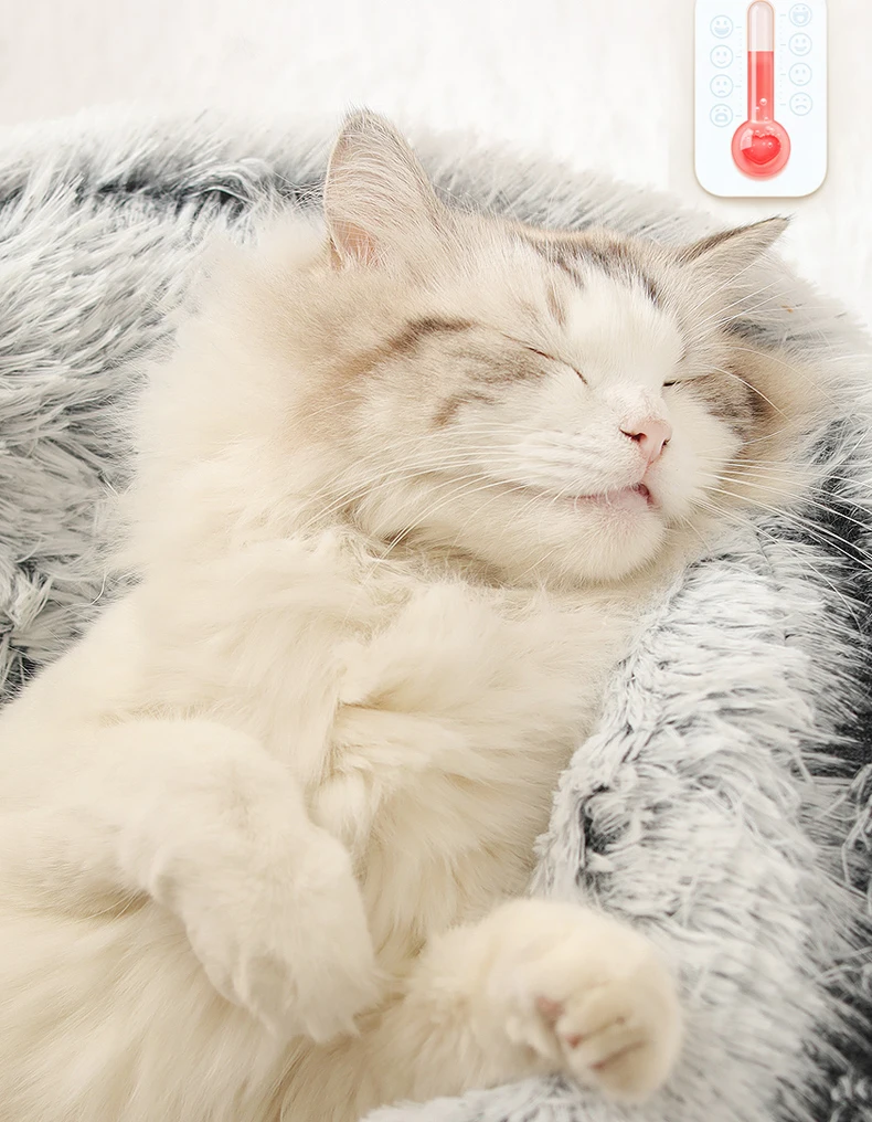 

Cat Bed Round Plush Cat Warm Bed House Soft Long Plush Pet Dog Bed For Small Dogs Cat Nest 2 In 1 Cat Bed Cushion Sleeping Sofa