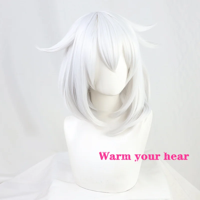 Ударопрочный парик для косплея Genshin серебристо-серый из синтетических волос