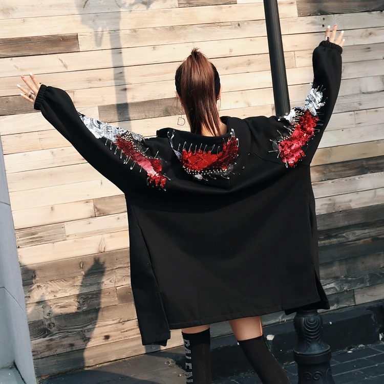 Рок дизайн осенне зимнее теплое пальто свободный жакет с капюшоном флисовый