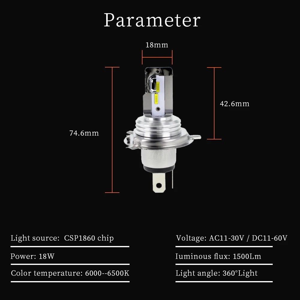 YM E-Bright светодиодный csp мотоциклетный налобный фонарь H4 1860 M2A дальний/ближний свет