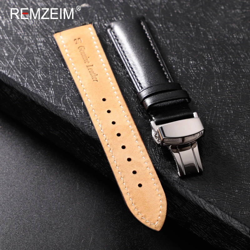 Strap Soft Genuine Leather Watchband Calfskin Men Women Replace Watch Band 18mm 20mm 22mm 24mm Automatic butterfly buckle