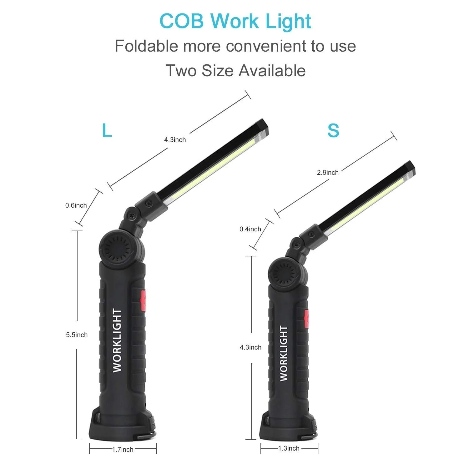 구매 5 모드 핸드 헬드 LED COB 충전식 마그네틱 토치 유연한 검사 램프 무선 작업 빛 비상 램프 USB 케이블