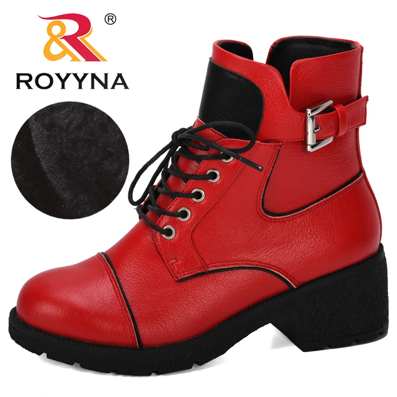 

ROYYNA 2019 New Designers Classic Heels Women Winter Boots Warm Plush Ankle Boots Woman Shoes Hot Lace-Up Shoes Ladies Footwear