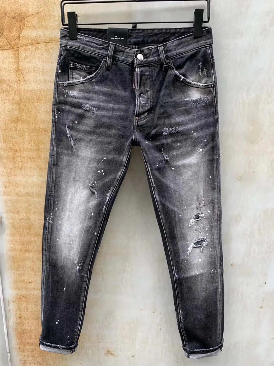 DSENQI новые мужские рваные джинсы для DSQ брюки байкерские Джинсы Верхняя одежда