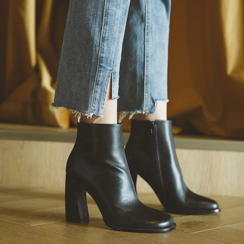 

Asumer 2020 big size 43 ankle boots for women round toe autumn winter high heels dress party shoes ladies genuine leather boots