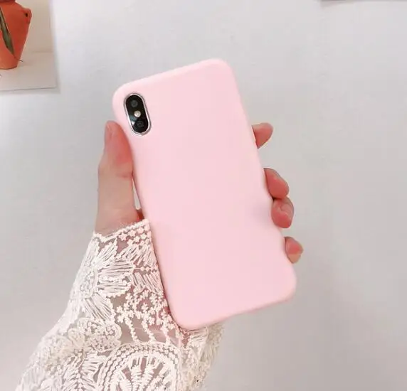 light pink Wixcen матовый свежий Оранжевый Мягкий силиконовый чехол для телефона для Iphone 7 7plus 6s 8 Xs Max XR противоударный розовый однотонный конфетный, TPU чехол - Цвет: light pink