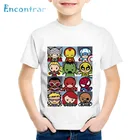 Детские Забавные футболки с мультяшным принтом в виде супергероев, детские летние футболки, топы для мальчиков и девочек, детская одежда, oHKP2007