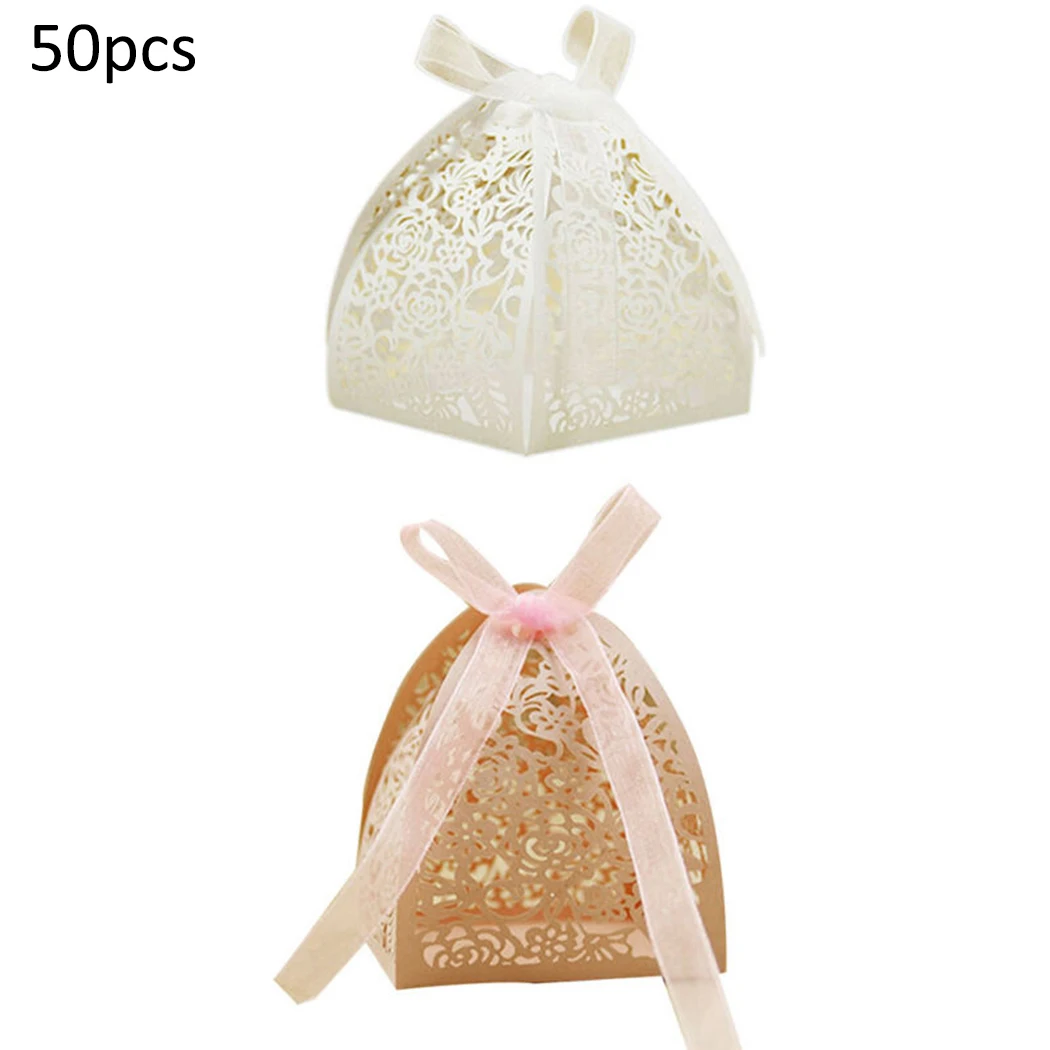 

Favor boxes Candy Box 6*6*7cm 50pcs Rose Hollow Candy Box Party Favors