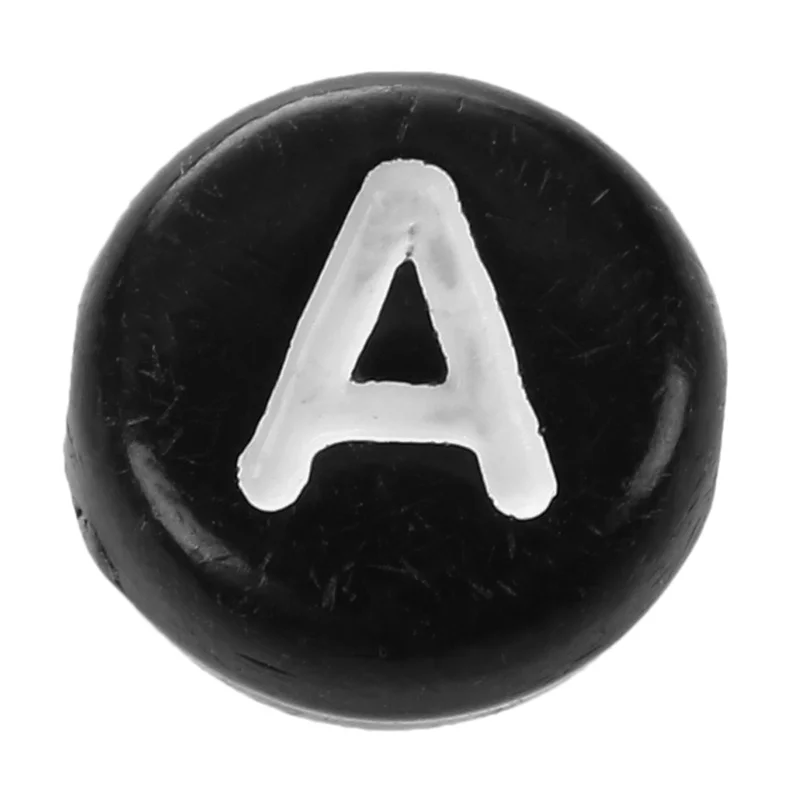 

1000 Black Mixed Alphabet/ Letter Rondelle Beads 7mm(1/4 inch)