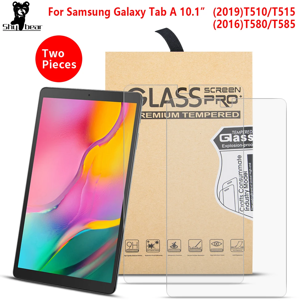 

2PCS Tempered Glass for Samsung Galaxy Tab A 10.1 2019, SM-T510 T515, Screen Protector Film for 2016 Tab A 10.1" T580 T585