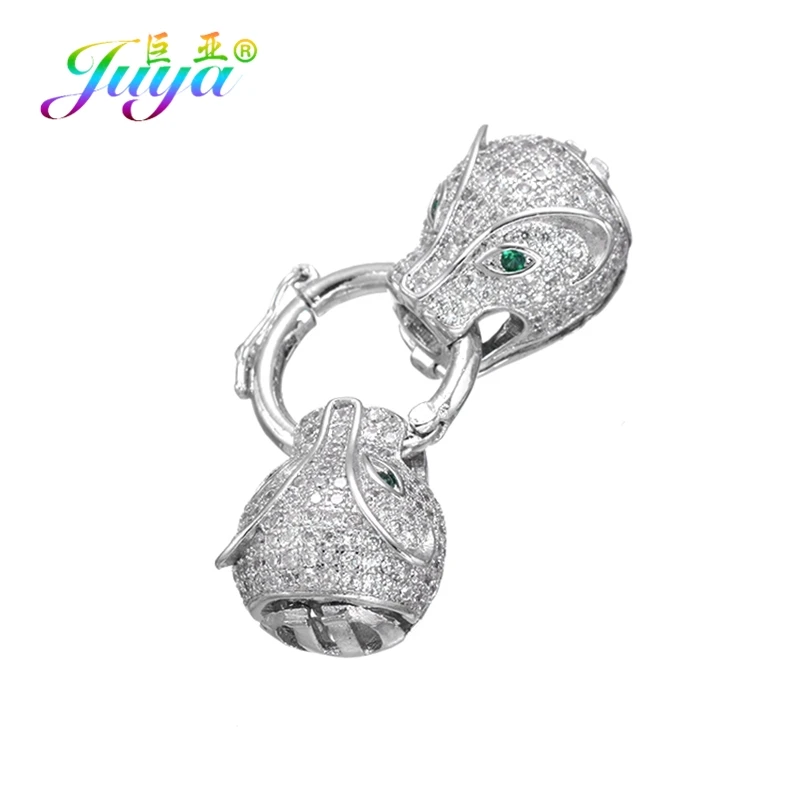 White Gold DIY Ювелирные компоненты поставки леопардовая голова Дракон блок жемчуг застежки для натурального камня жемчуг кристалл браслет ожерелье изготовление - Цвет: White Gold