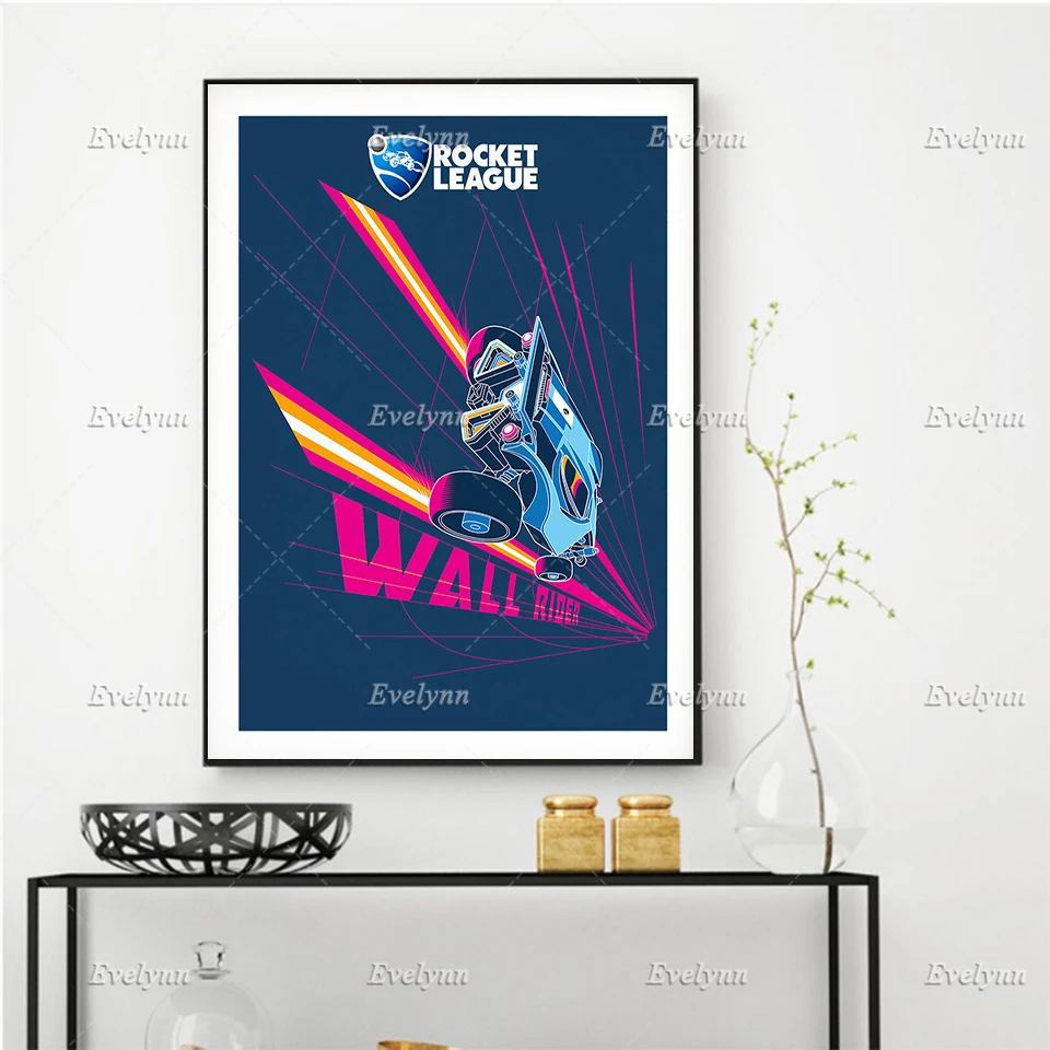 

Rocket Game League Poster, Boys Room Decor Living Room Decoration Wall Art Canvas Home Decor Prints Unique Gift Floating Frame