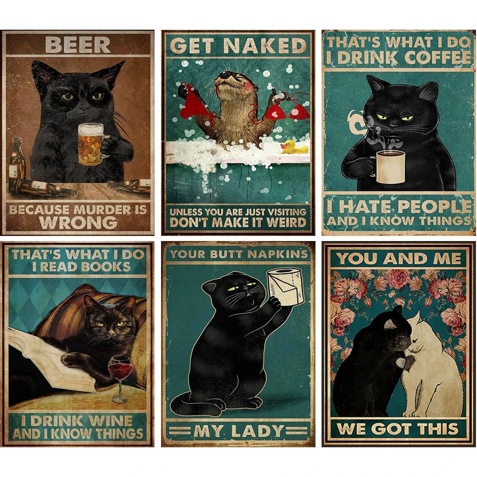 

5D DIY Cartoon Funny Cat Poster Animal Diamond Painting Full Square/Round Drill Embroidery Cross Stitch Mosaic Home Decor Gift