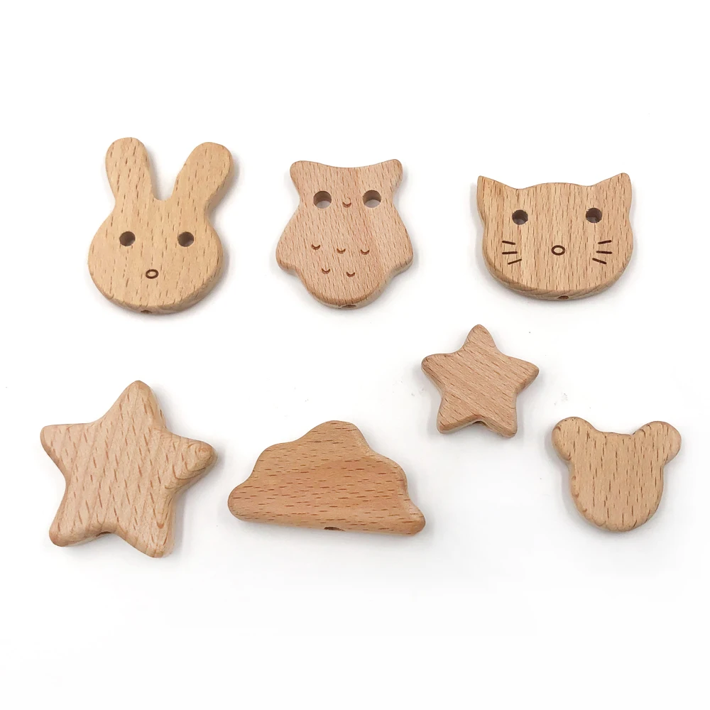 5 предметов Милые принты Зимние детские носки с животными деревянные бусины