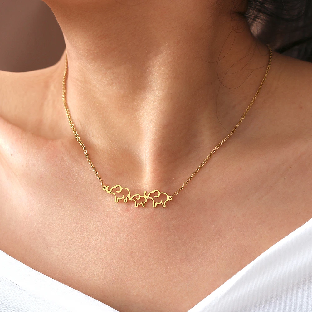 Ожерелья из нержавеющей стали подвеска в виде стада слона колье мужская цепочка