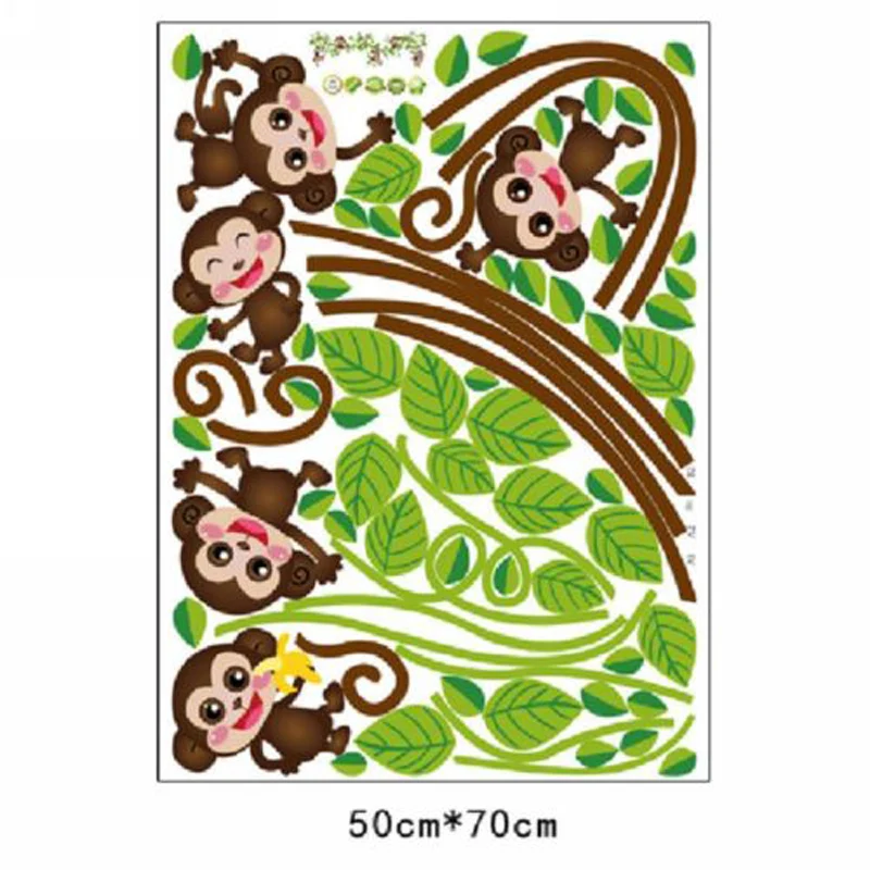 

Cartoon Tree Cute Monkey Art Room Decor Wall Sticker Wall Decal 19.7*27.6inch