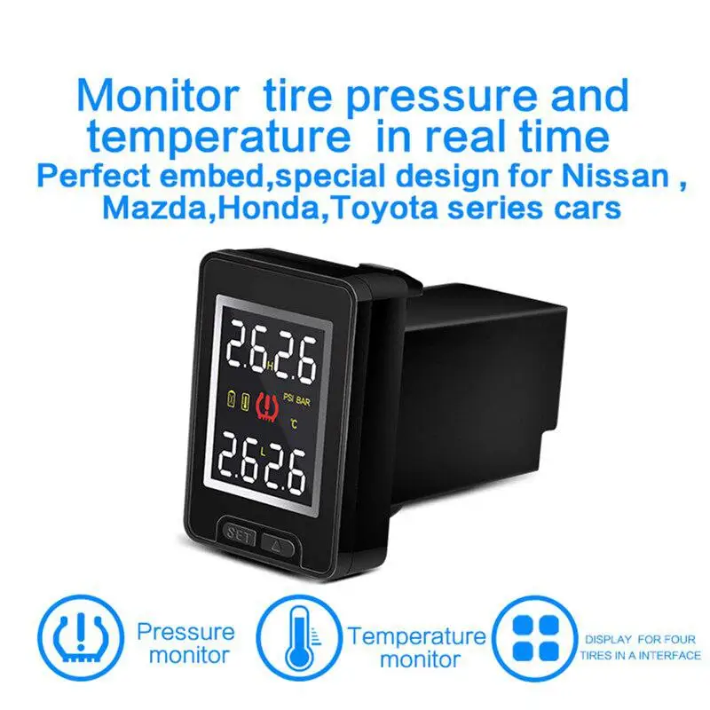 Автомобильный беспроводной TPMS система контроля давления в шинах с 4 датчиками ЖК