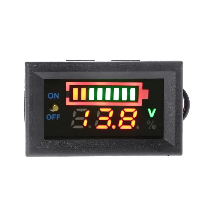 

12V Car Lead Acid Battery Charge Level Indicator Battery Tester Lithium Battery Capacity Meter LED Tester Voltmeter Dual Display