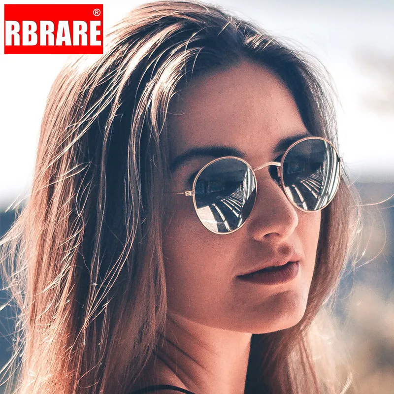 

RBRARE классический сплав маленькая оправа Светоотражающие женские очки линзы солнцезащитные очки винтажная металлическая оправа Oculos Feminino р...